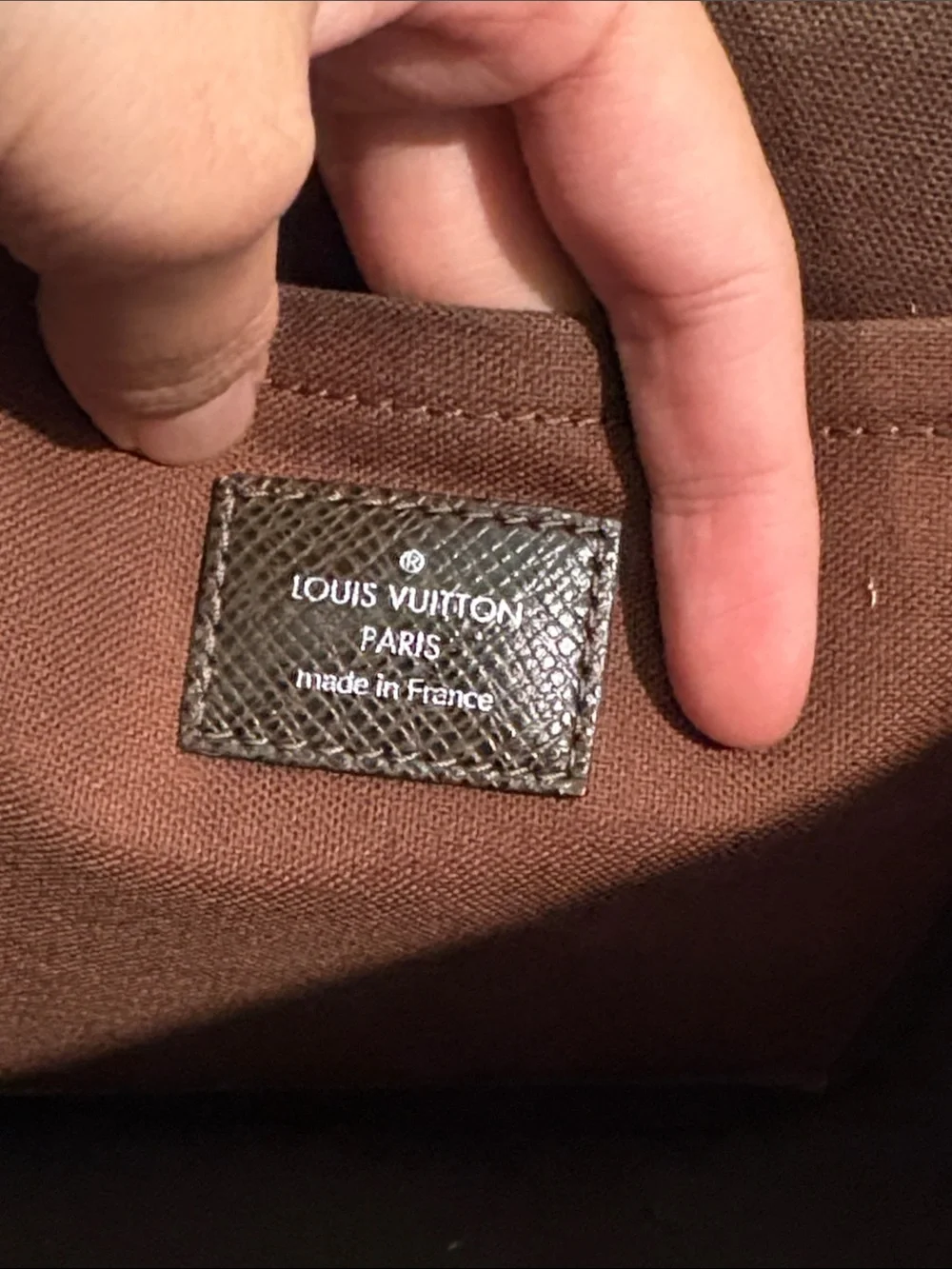 LOUIS VUITTON Andrei Brown Taiga Crossbody Bag